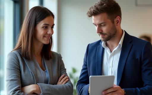 A manager mentoring a team member.