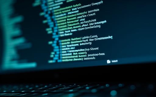 Lines of code on a dark computer screen.