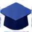 A graduation cap icon.